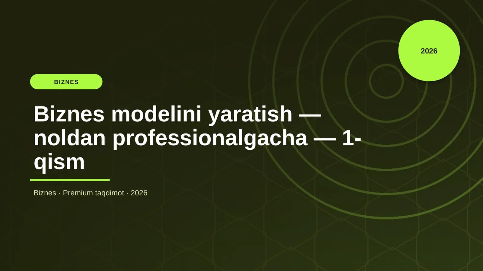 Biznes modelini yaratish — noldan professionalgacha — 1-qism