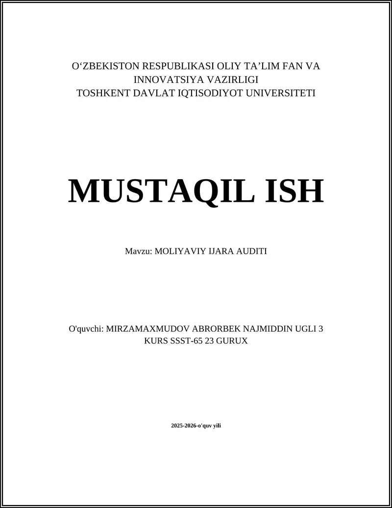 MOLIYAVIY IJARA AUDITI