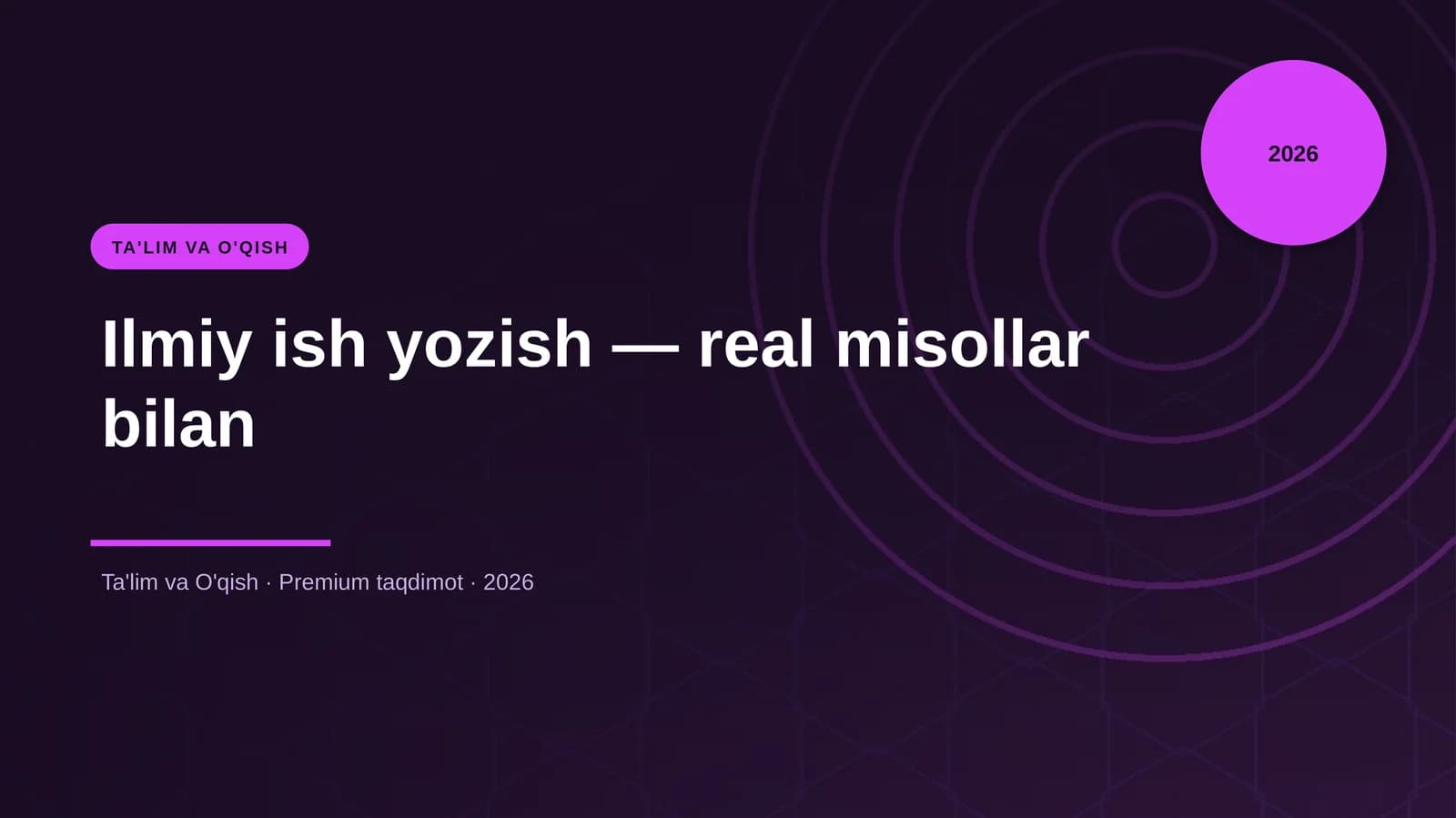 Ilmiy ish yozish — real misollar bilan