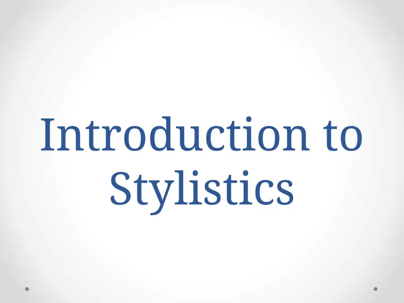 Introduction to Stylistics