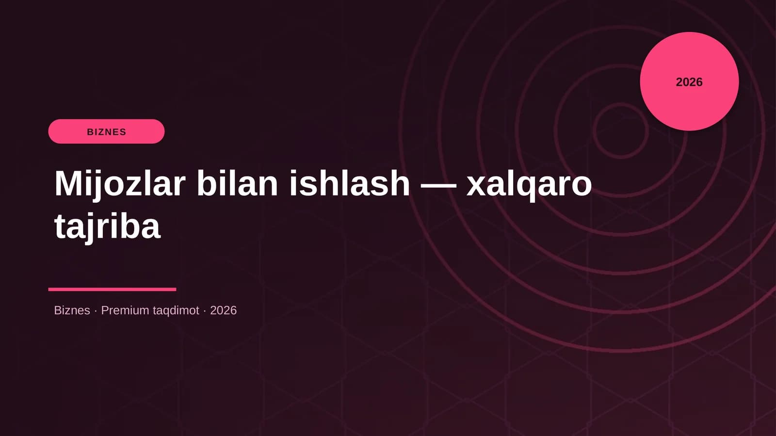 Mijozlar bilan ishlash — xalqaro tajriba