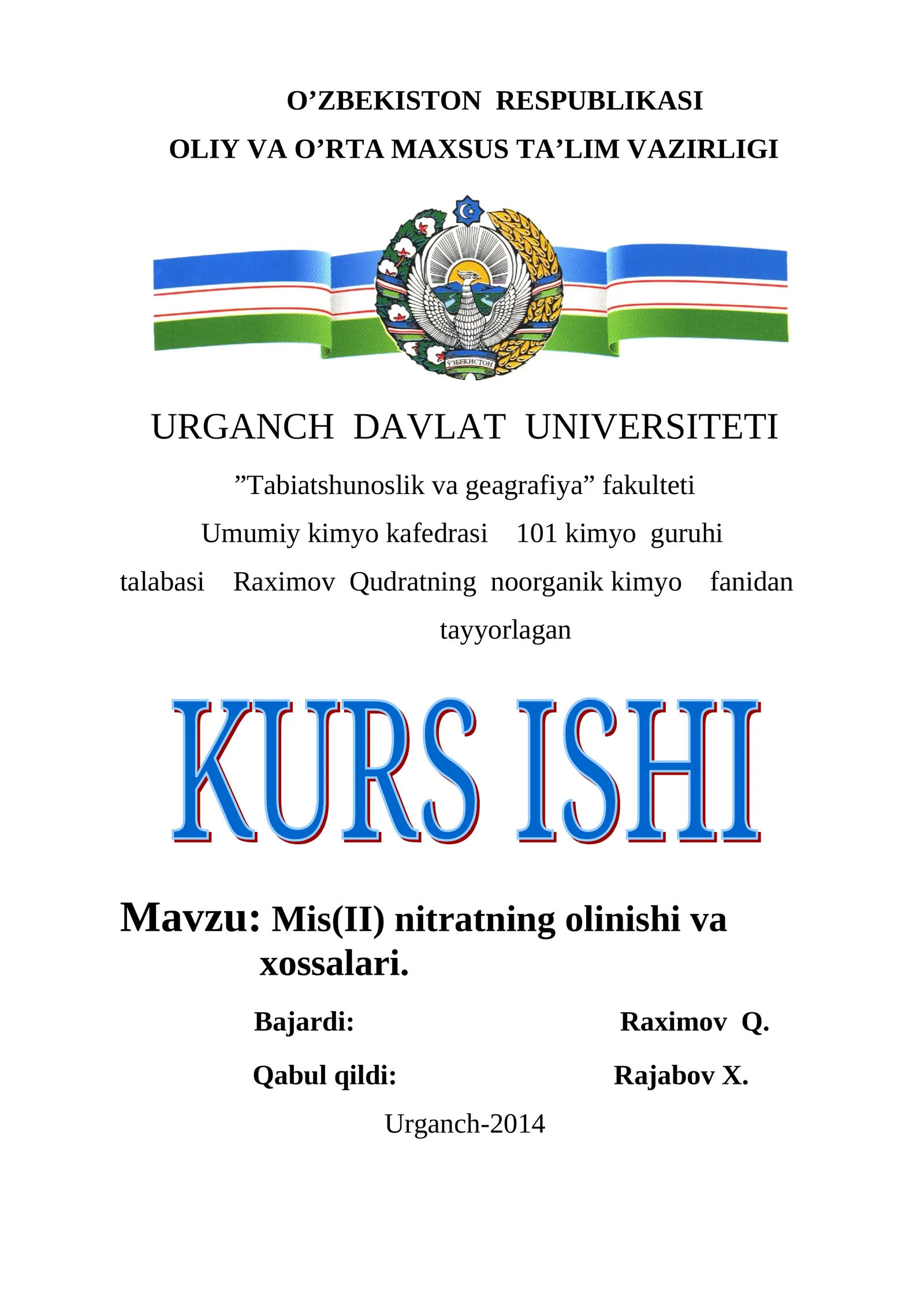 Mis(II) nitratning olinishi va xossalari