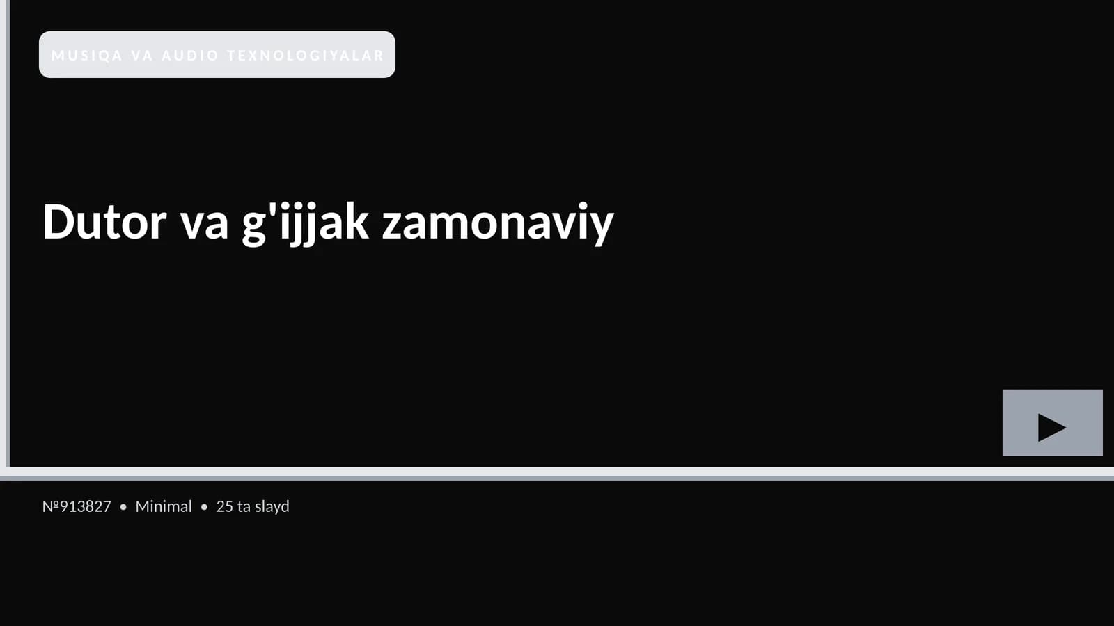 MUSIQA VA AUDIO TEXNOLOGIYALAR