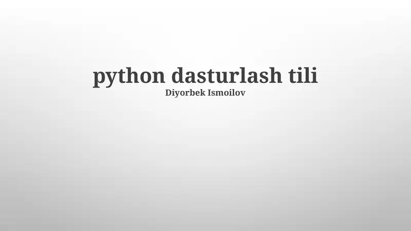 Pythonning Asosiy Tushunchalari