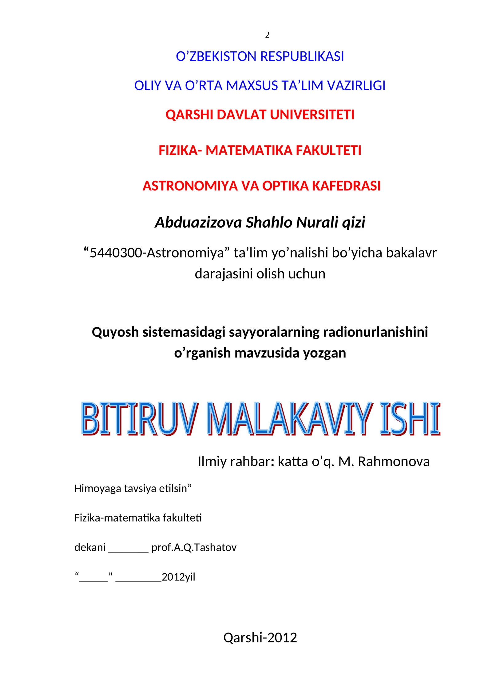 5440300-Astronomiya ta’lim yo’nalishi