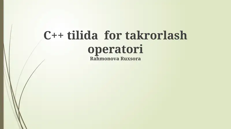 C++ tilida for takrorlash operatori