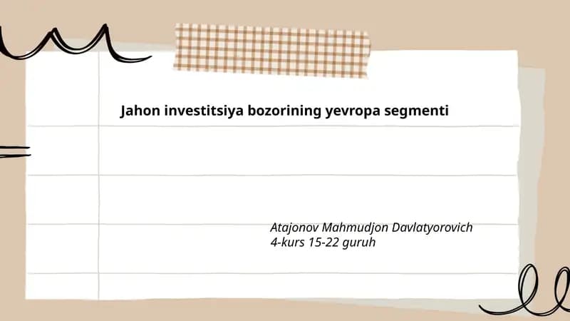 Yevropa investitsiya bozorlarining segmenti