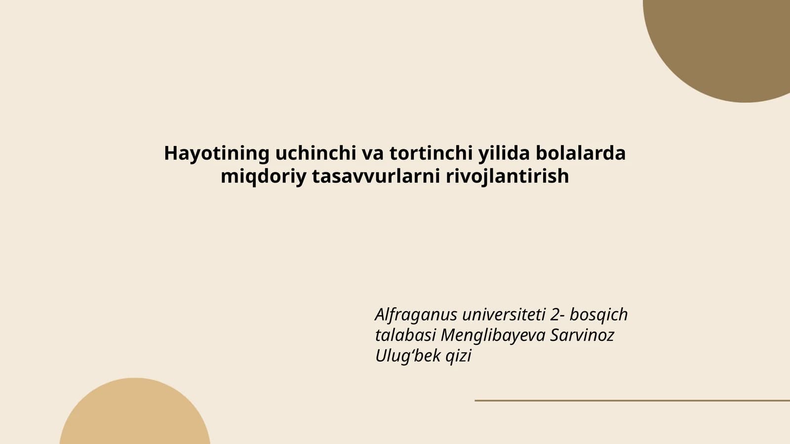 Miqdoriy tasavvurlarni rivojlantirish