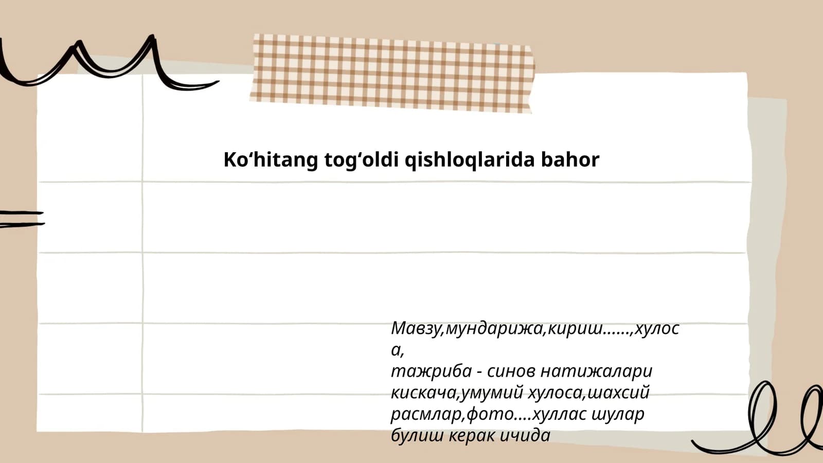 Koʻhitang togʻoldi qishloqlarida bahor