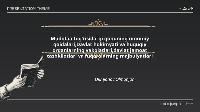 Mudofaa togʻrisida"gi qonuning umumiy qoidalari