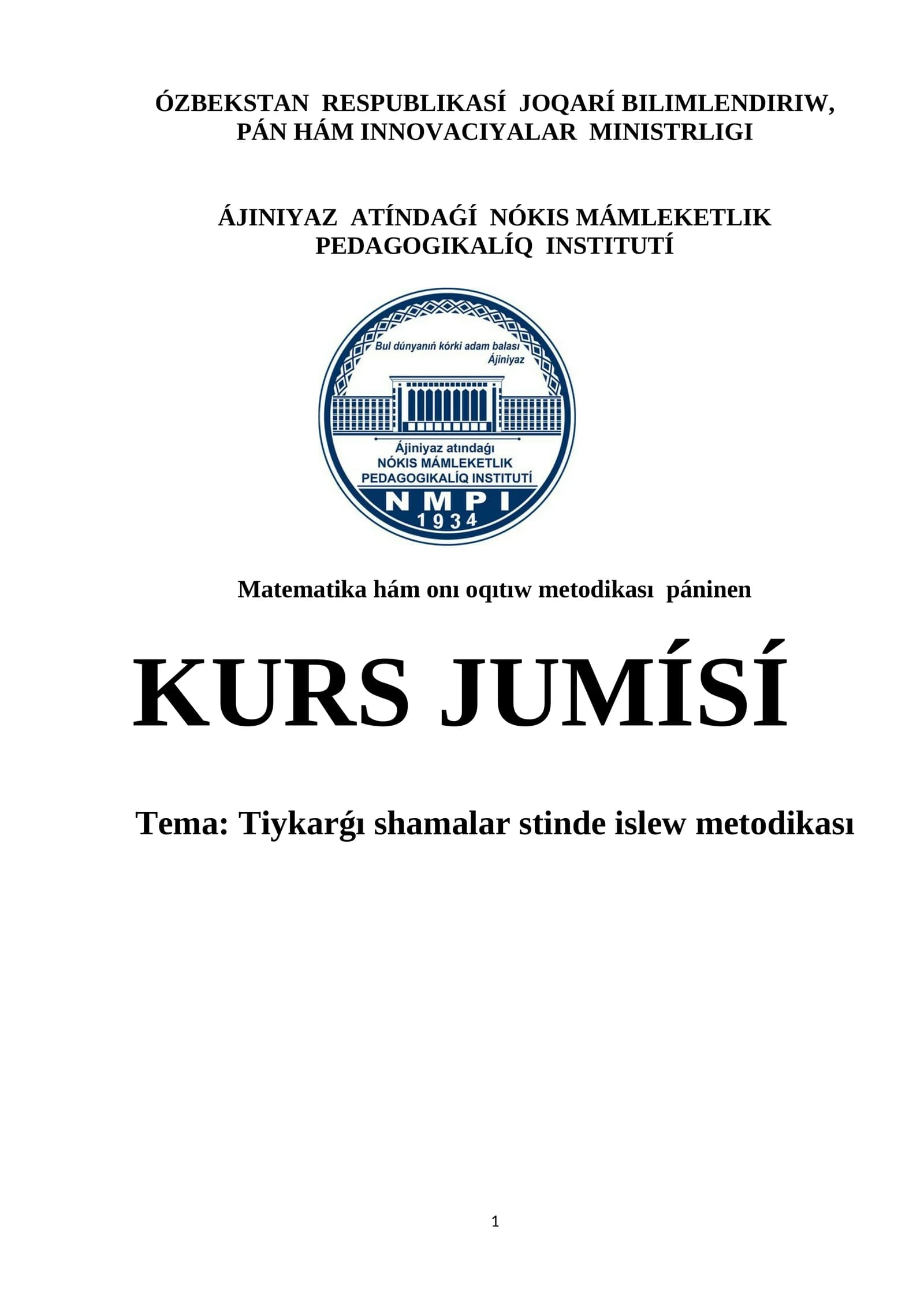 Matematika hám onı oqıtıw metodikası