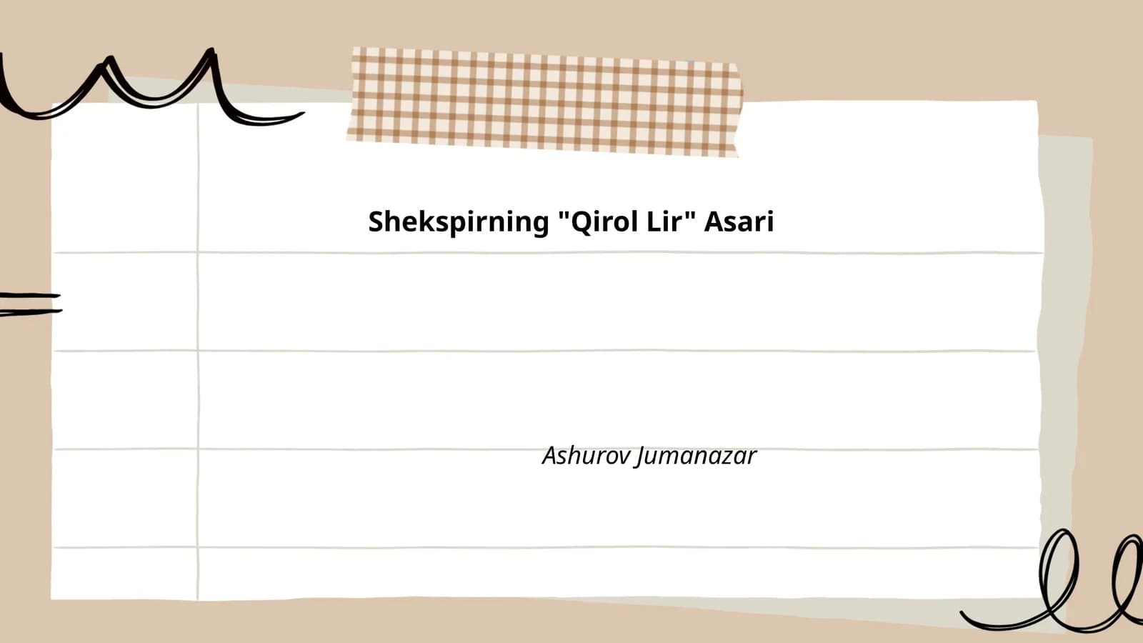 Shekspirning "Qirol Lir" Asari