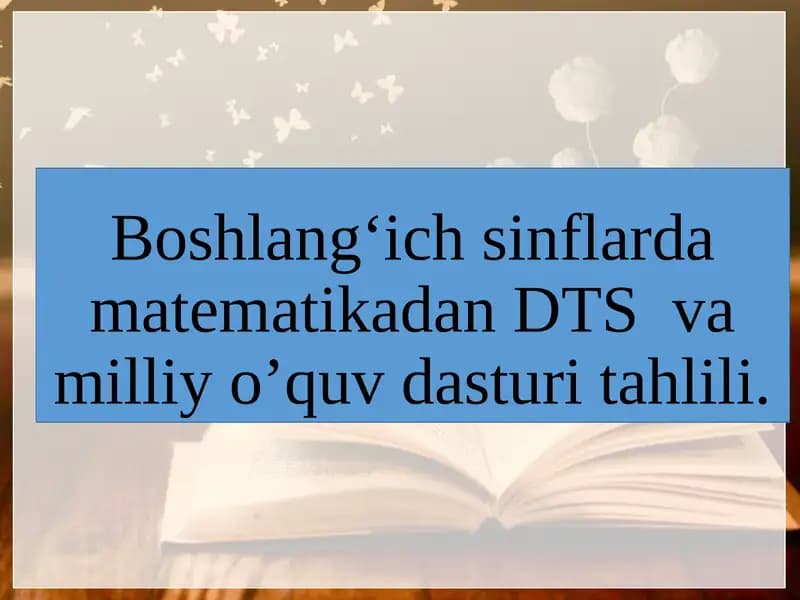 Boshlang‘ich sinflarda matematikadan DTS  va milliy o’quv dasturi tahlili