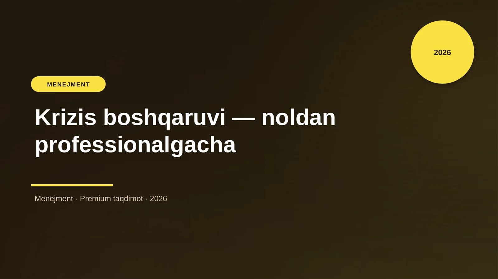 Krizis boshqaruvi — noldan professionalgacha