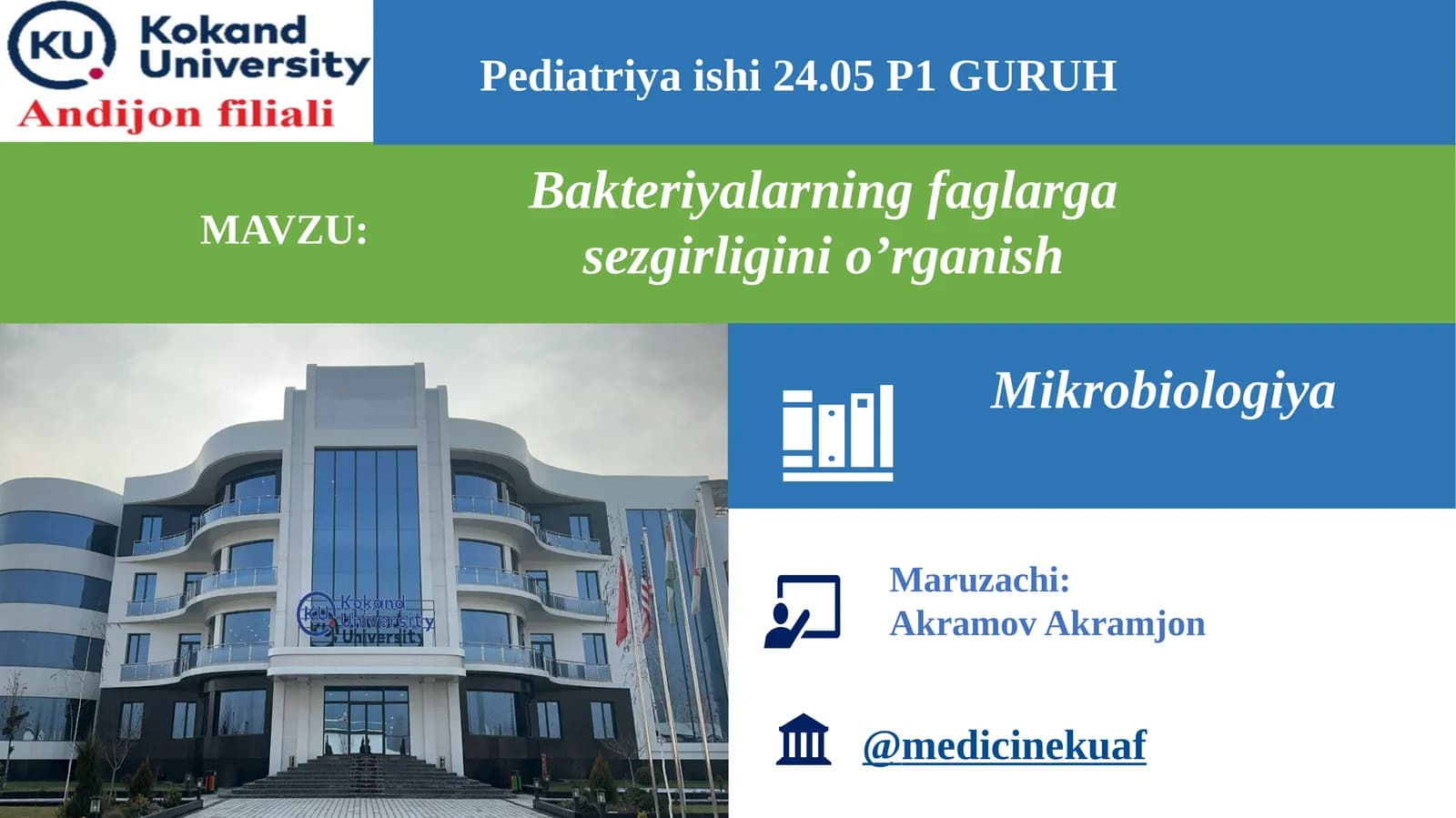 Bakteriyalarning faglarga sezgirligini o’rganish