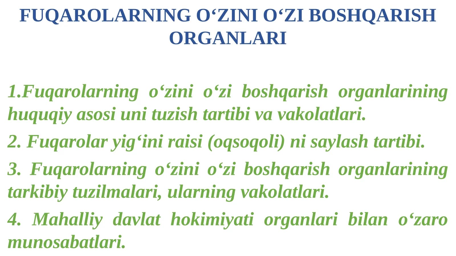 FUQAROLARNING O‘ZINI O‘ZI BOSHQARISH ORGANLARI