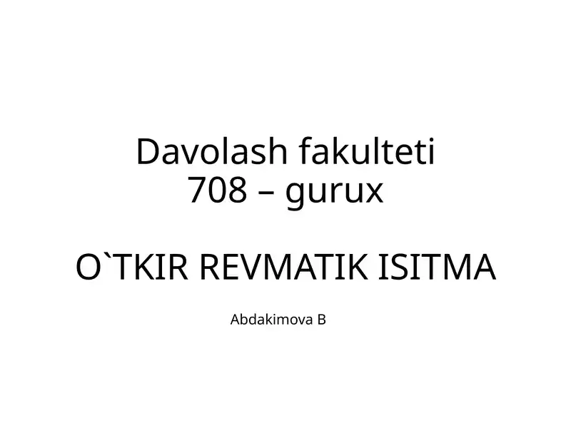 O`TKIR REVMATIK ISITMA