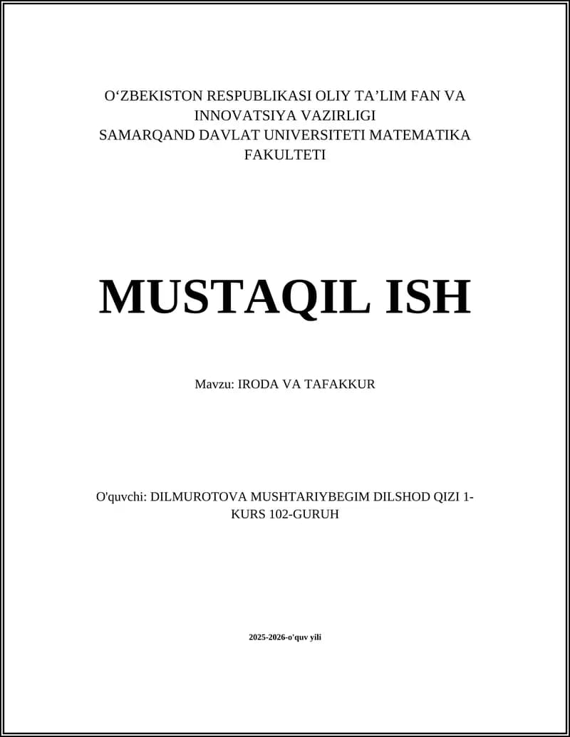 IRODA VA TAFAKKUR