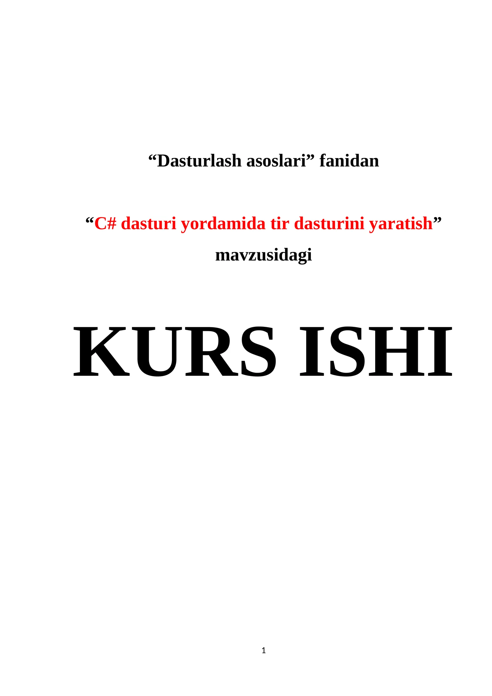 C# dasturi yordamida tir dasturini yaratish
