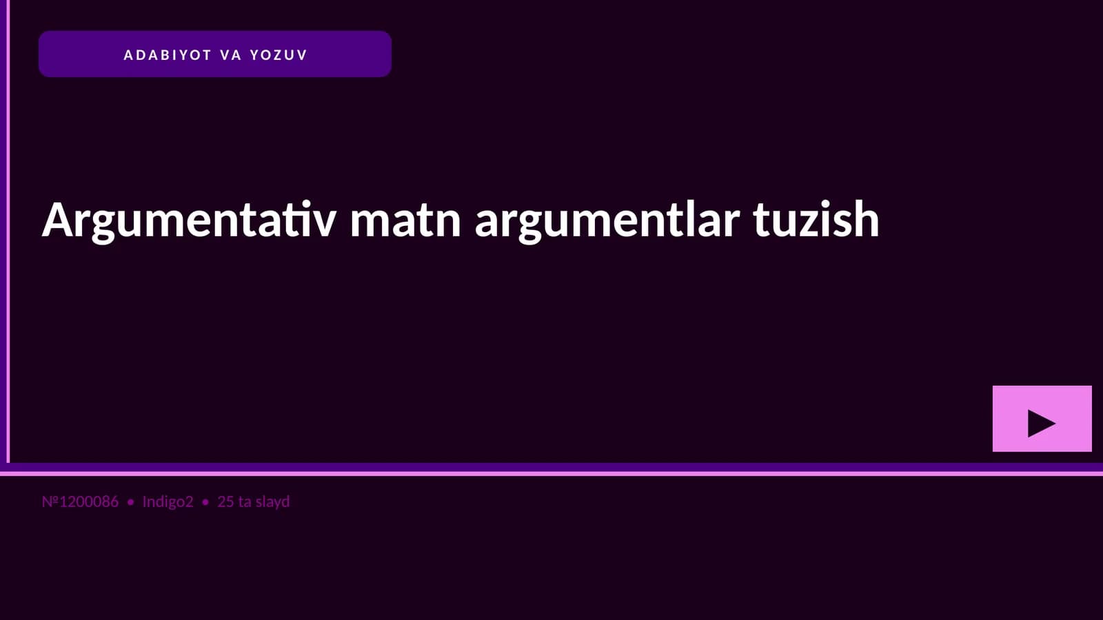 Argumentativ matn argumentlar tuzish
