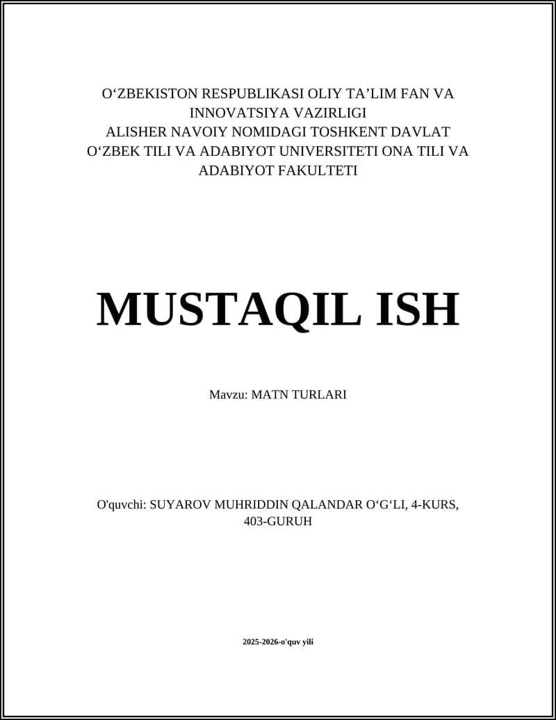 MATN TURLARI