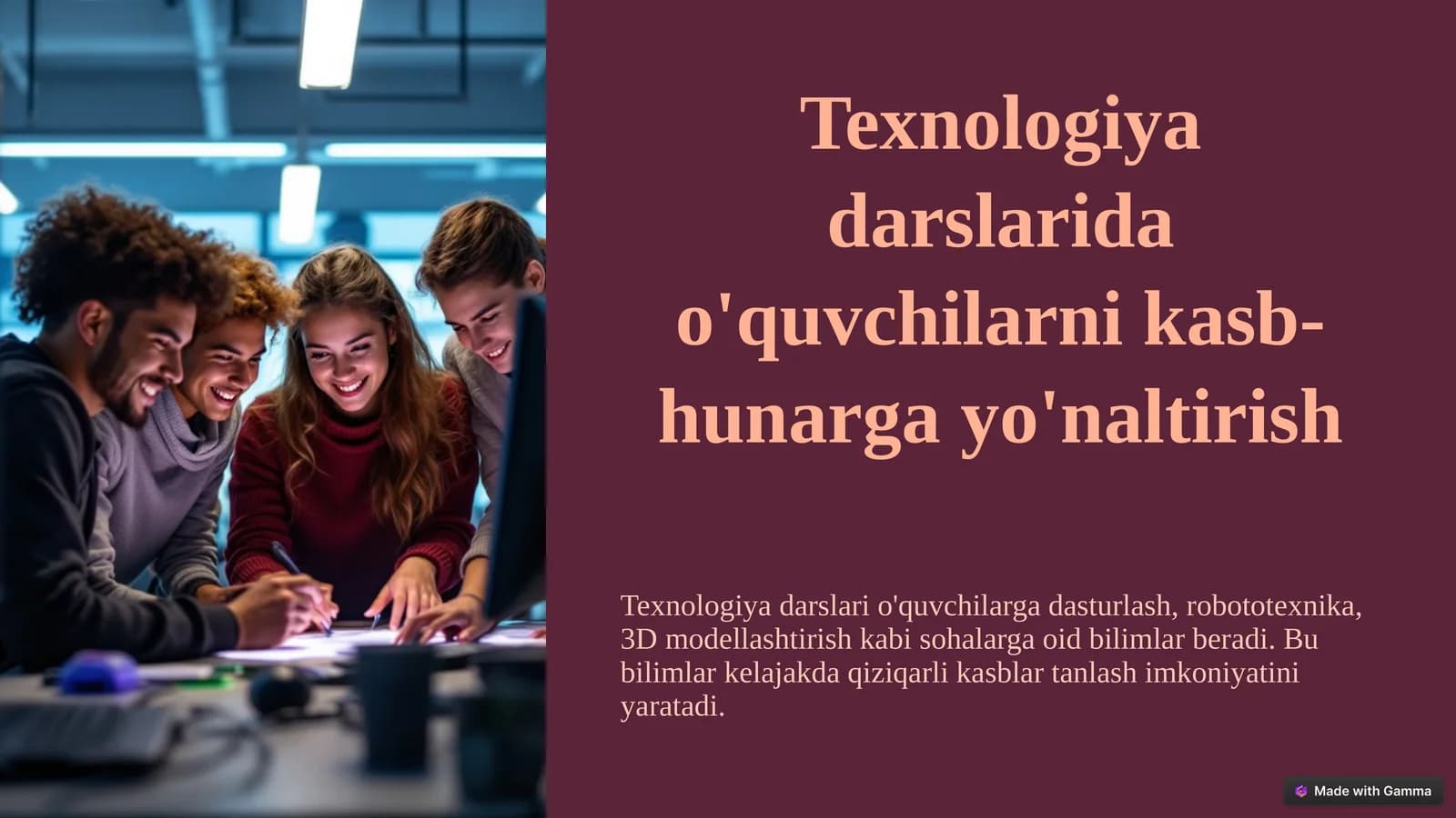 Texnologiya darslarida o'quvchilarni kasb-hunarga yo'naltirish