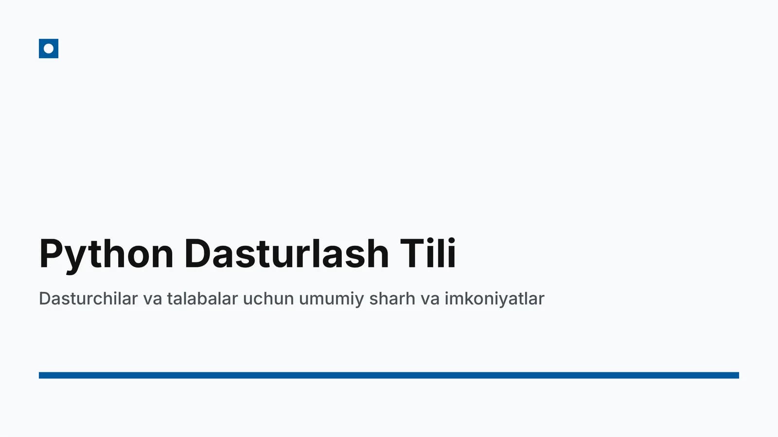 Python Dasturlash Tili