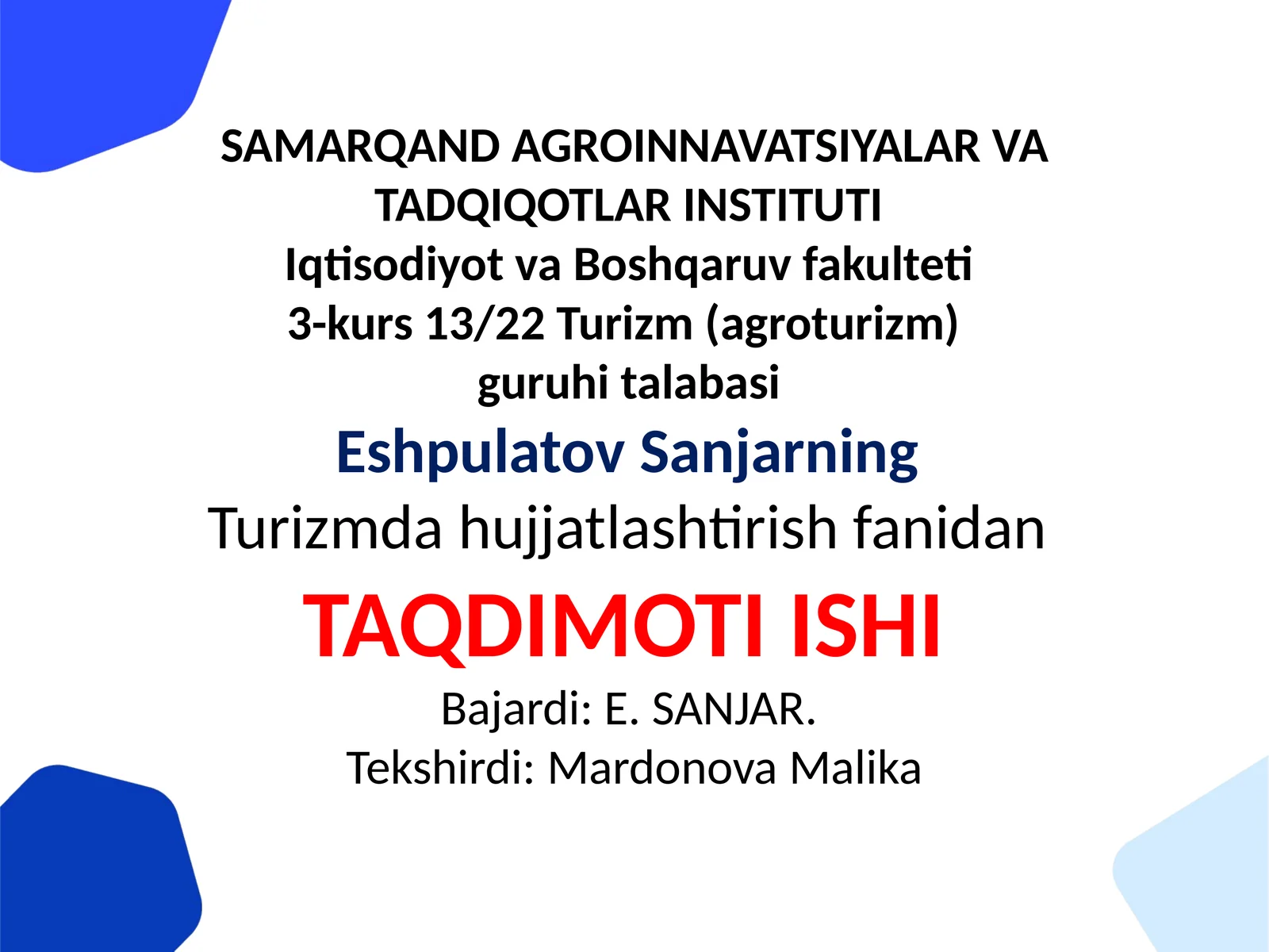 O'zbekistonning taraqqiyot strategiyasi tahlili
