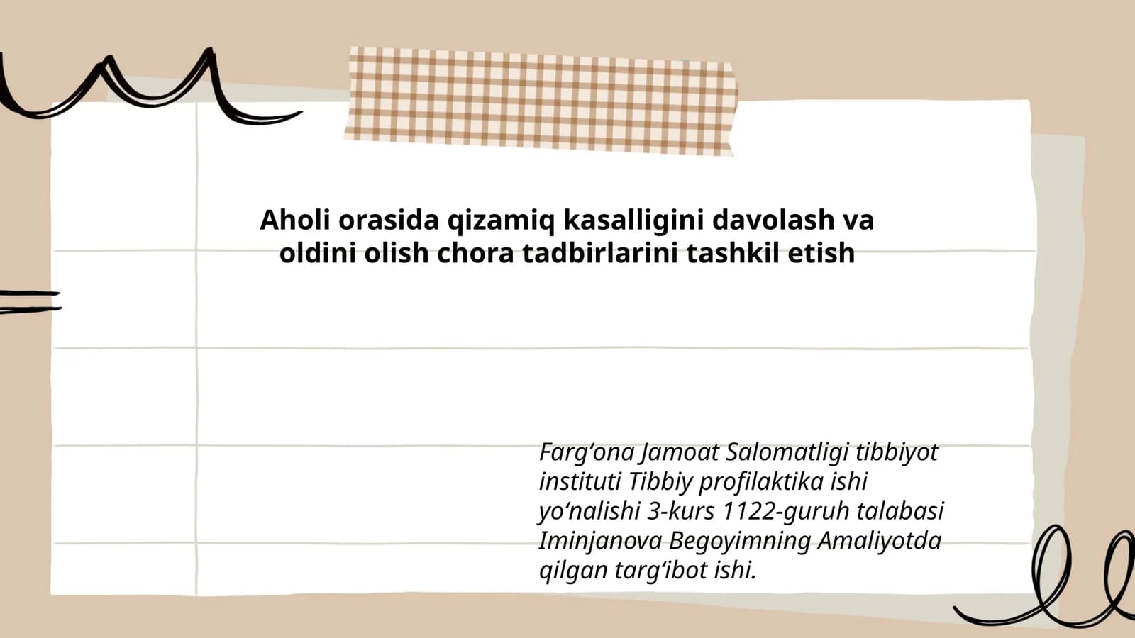 Qizamiq kasalligini davolash va oldini olish chora tadbirlari