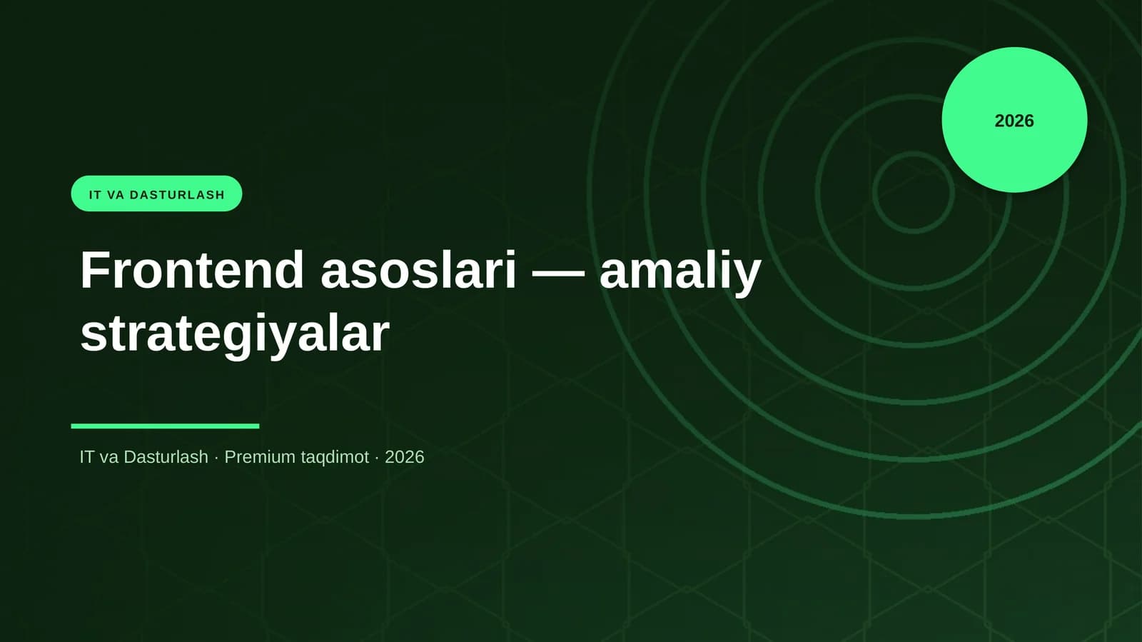 Frontend asoslari — amaliy strategiyalar