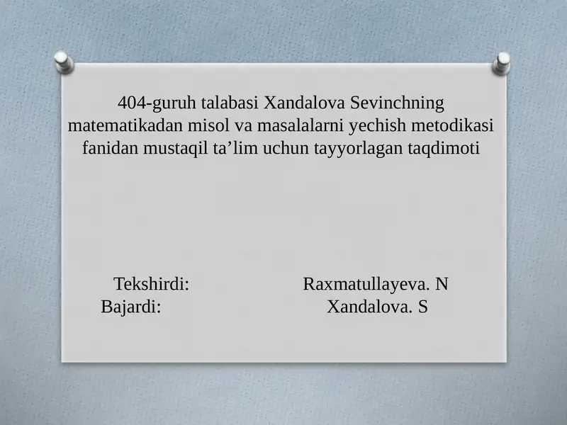 Matematikadan misollar
