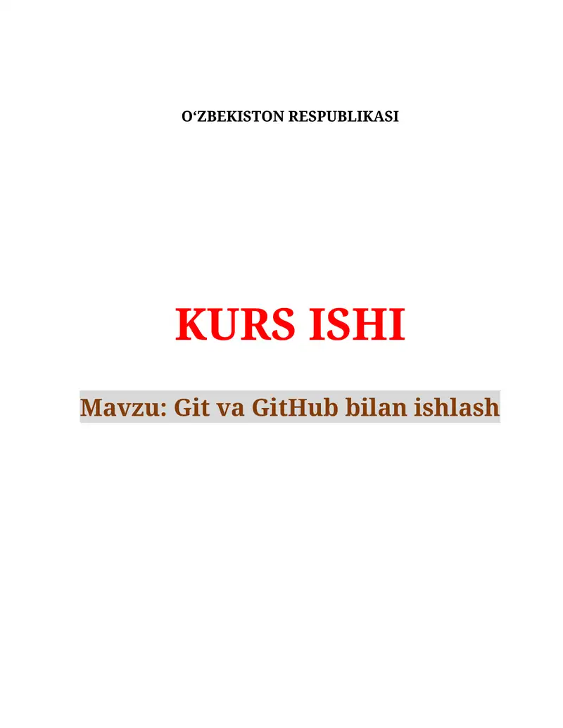 Git va GitHub bilan ishlash