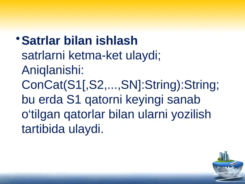 Satrlar bilan ishlash