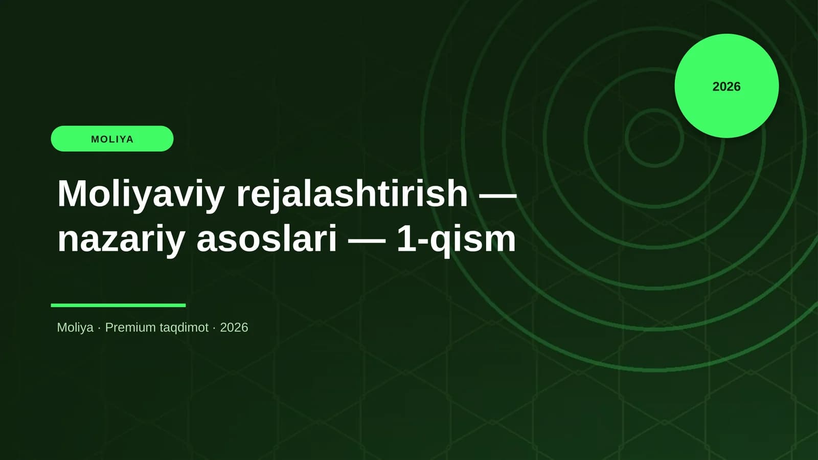 Moliyaviy rejalashtirish — nazariy asoslari — 1-qism