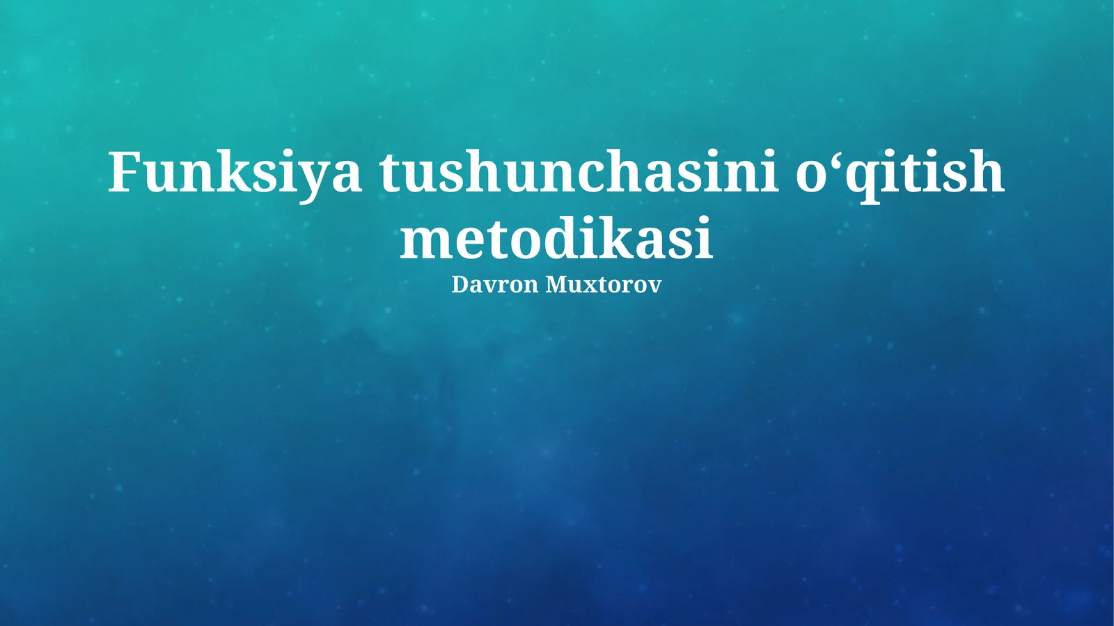 Funksiya tushunchasini o‘qitish metodikasi