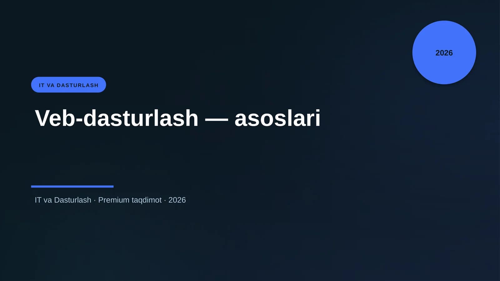 Veb-dasturlash — asoslari