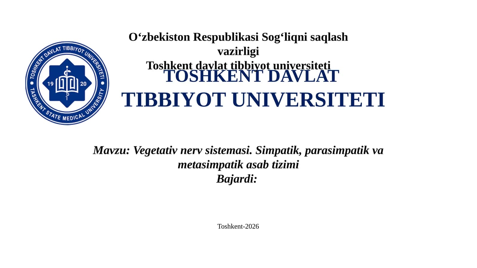 Vegetativ nerv sistemasi. Simpatik, parasimpatik va metasimpatik asab tizimi