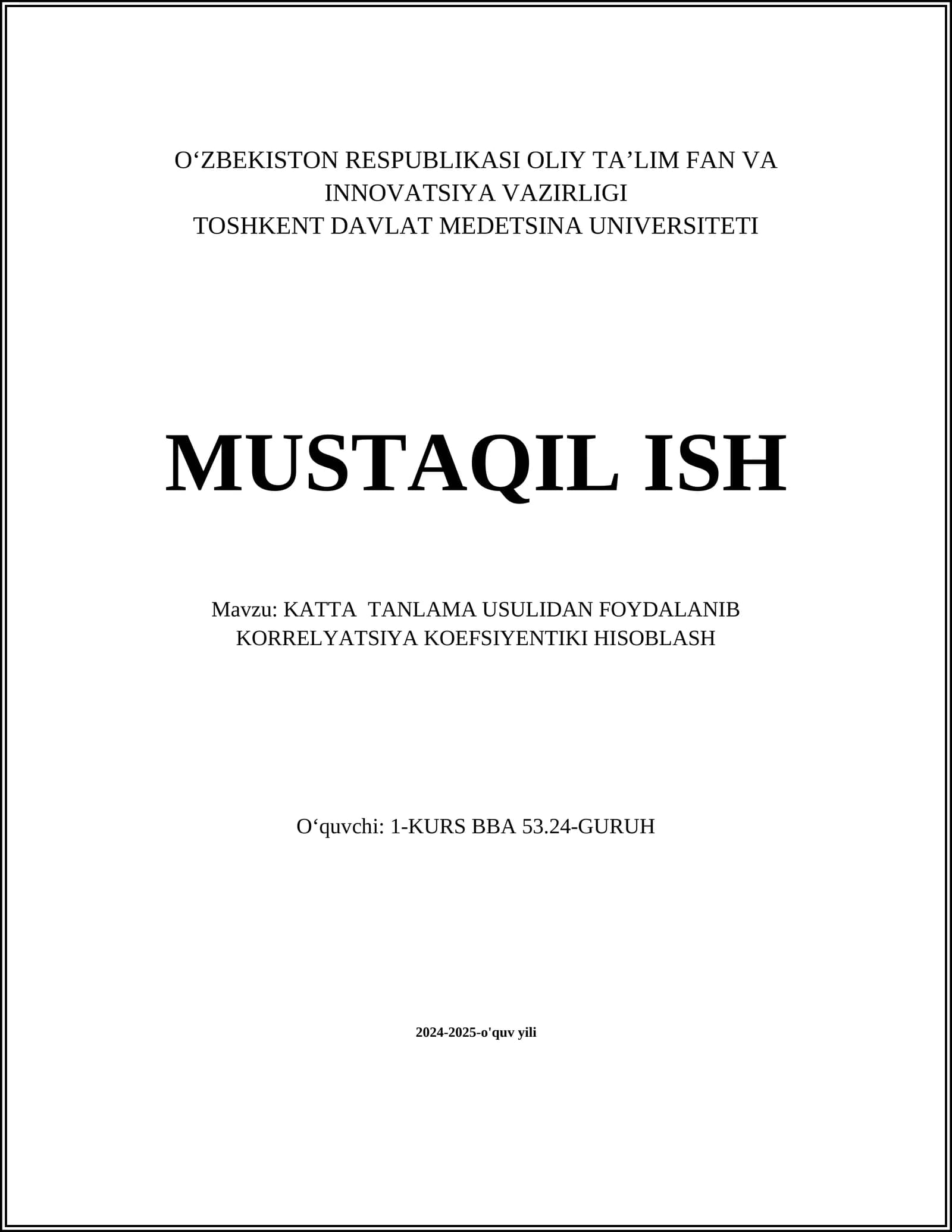 Katta Tanlama Usuli Asoslari