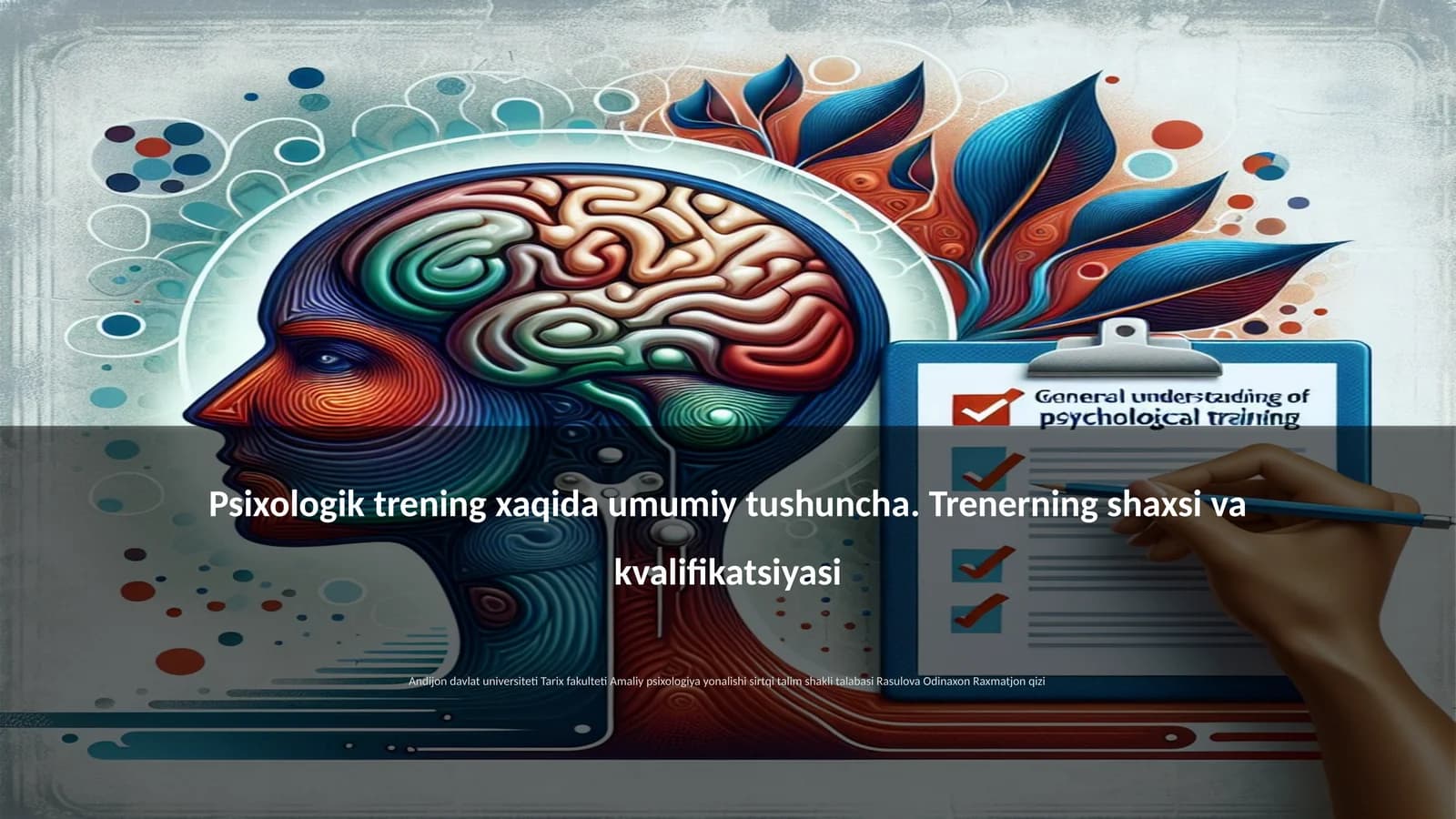 Psixologik trening xaqida umumiy tushuncha