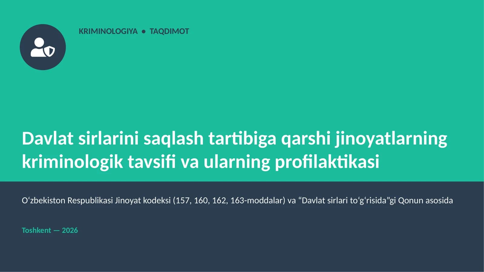 KRIMINOLOGIYA • TAQDIMOT
