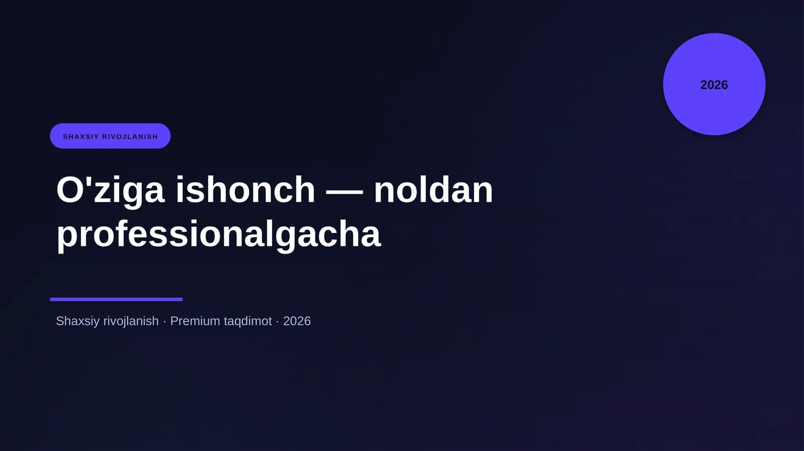 O'ziga ishonch — noldan professionalgacha