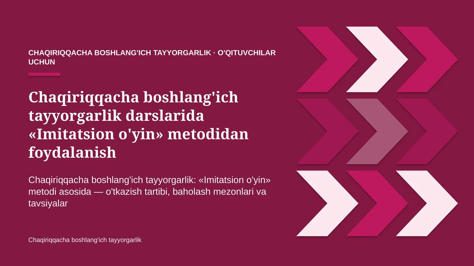 chaqiriqqacha boshlang'ich tayyorgarlik darslarida imitatsion o'yin metodidan foydalanish 4923