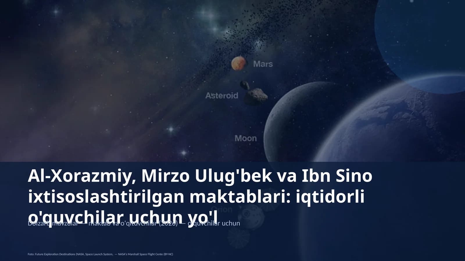 Al-Xorazmiy, Mirzo Ulug'bek va Ibn Sino ixtisoslashtirilgan maktablari: iqtidorli o'quvchilar uchun yo'l
