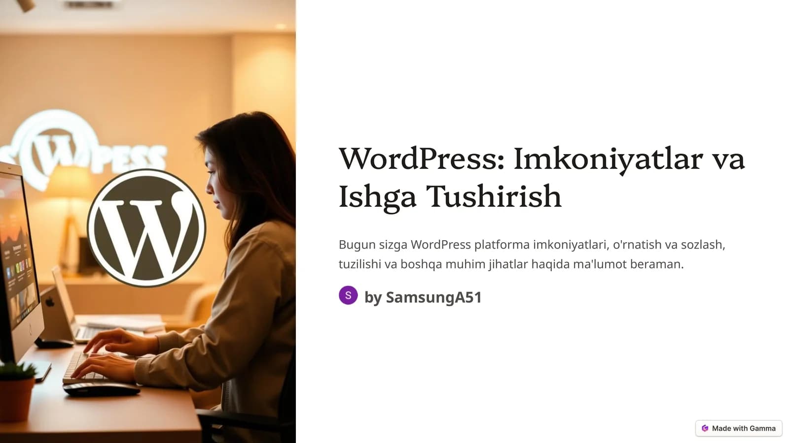 WordPress: Imkoniyatlar va Ishga Tushirish