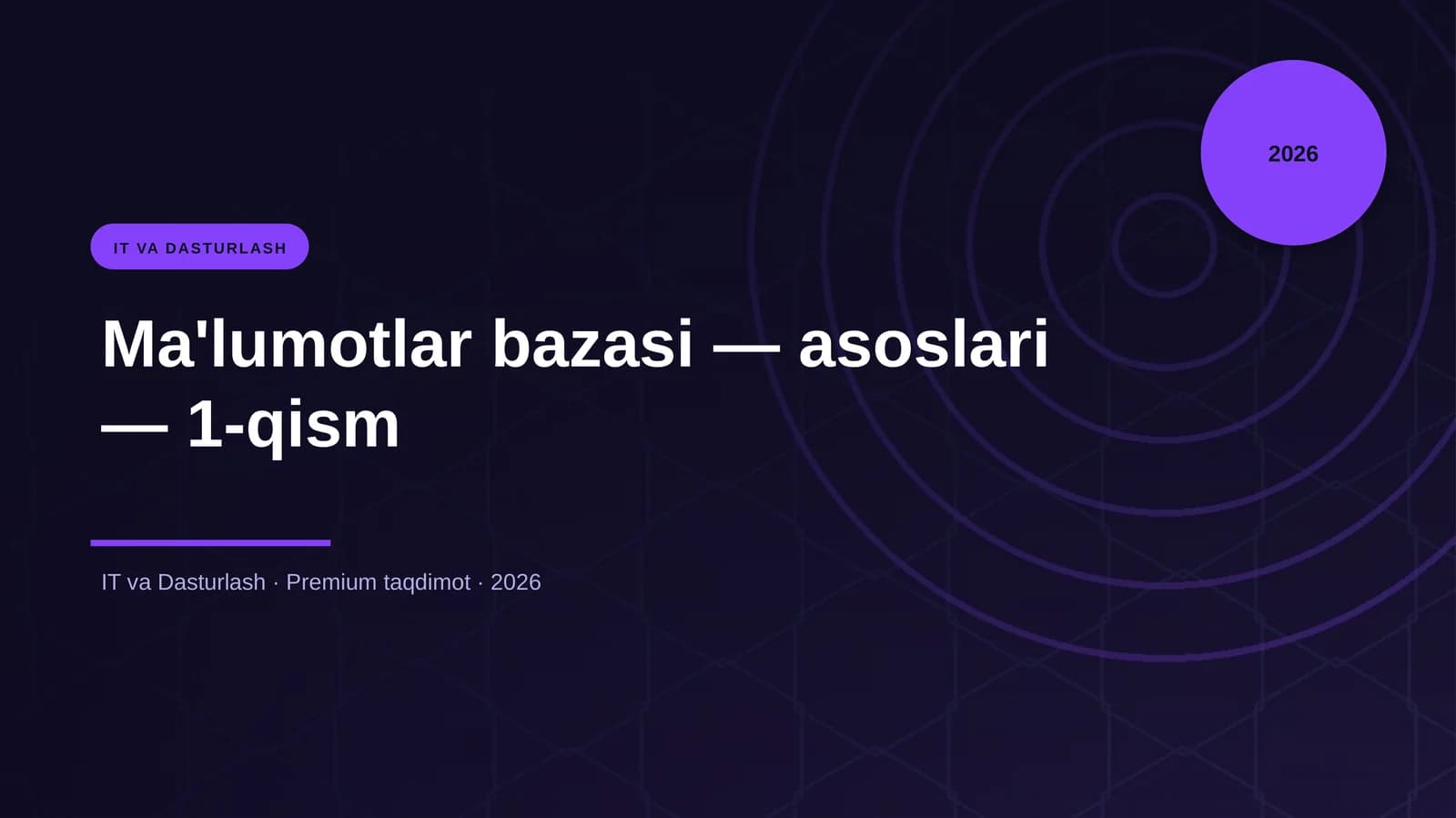 Ma'lumotlar bazasi — asoslari — 1-qism