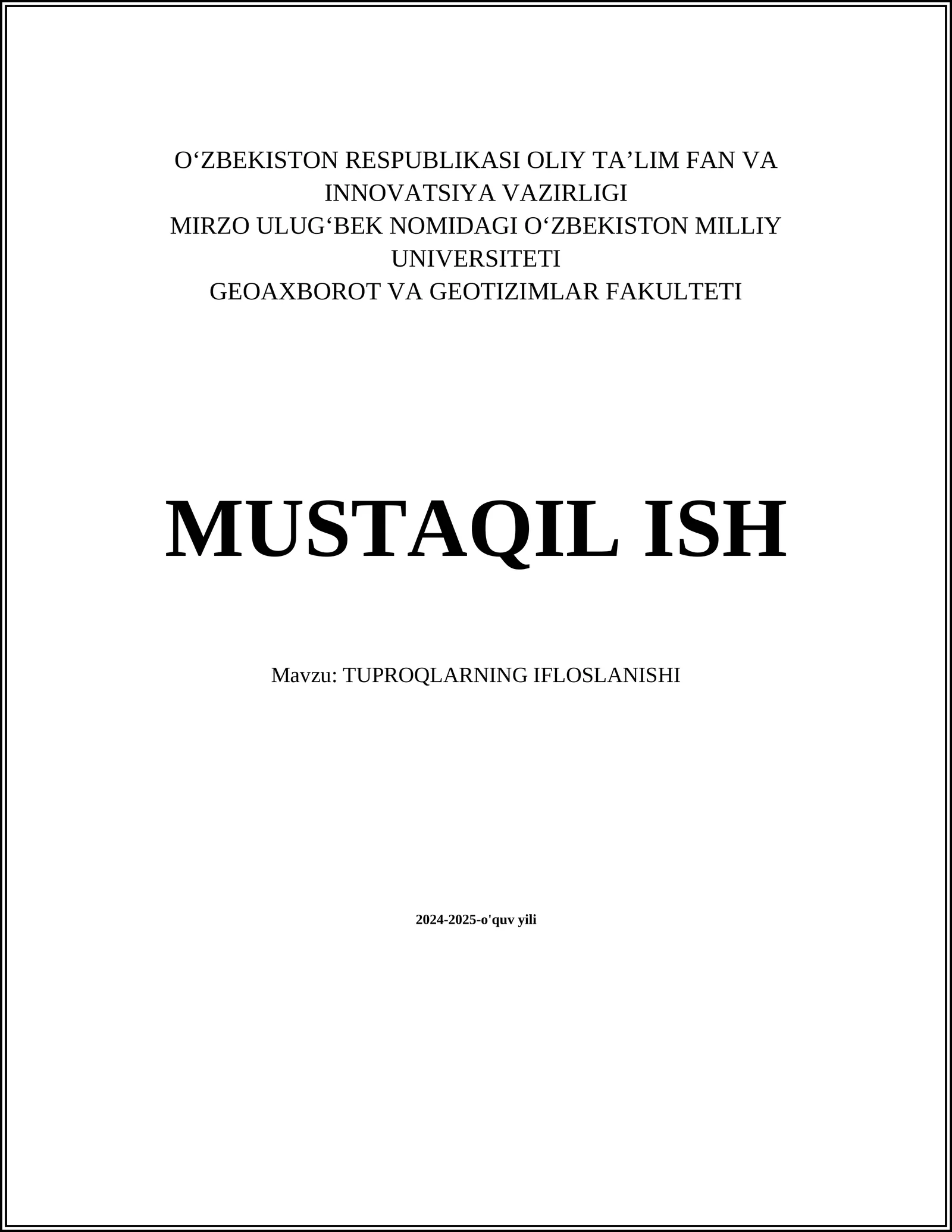TUPROQLARNING IFLOSLANISHI