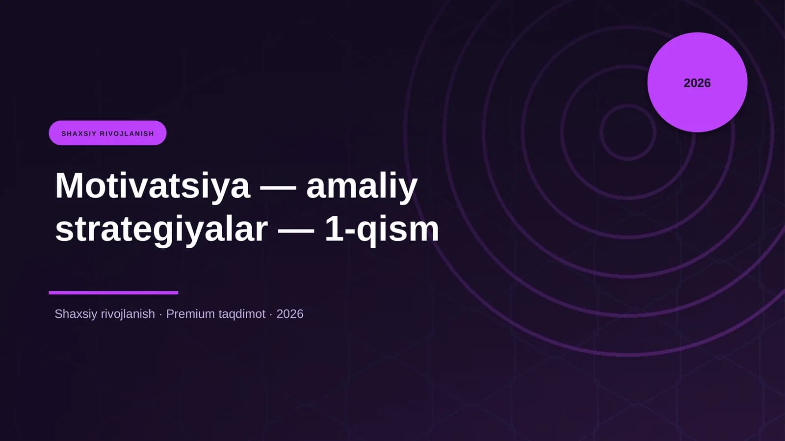 Motivatsiya — amaliy strategiyalar — 1-qism