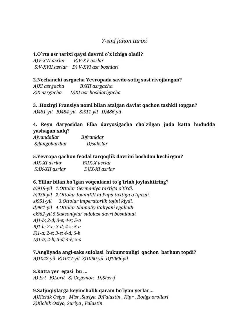 7-sinf jahon tarixi