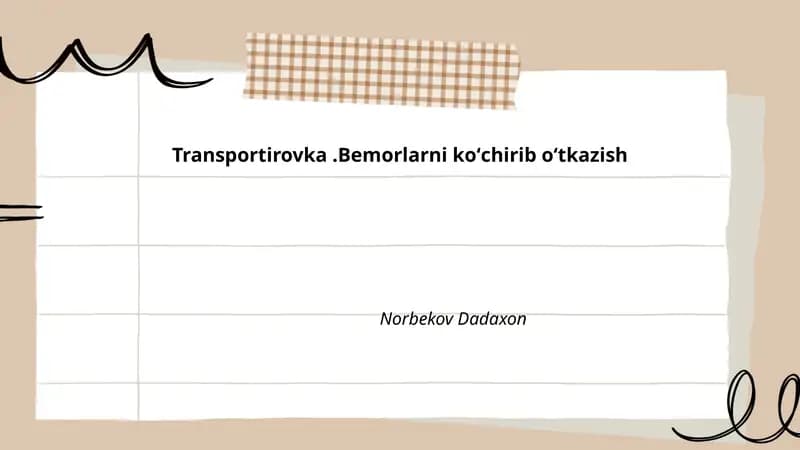 Bemorlarni ko‘chirib o‘tkazish