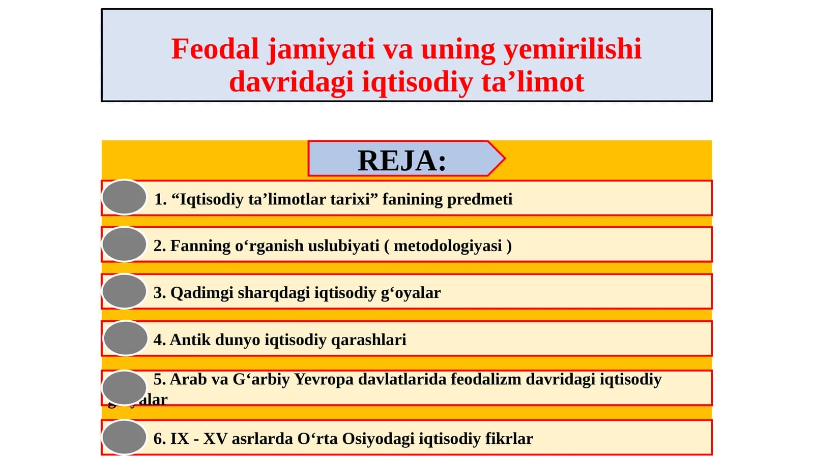 “Iqtisodiyta’limotlartarixi” fanining predmeti